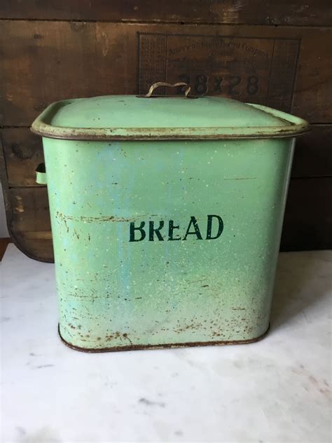 vintage painted metal bread box|vintage wooden bread boxes.